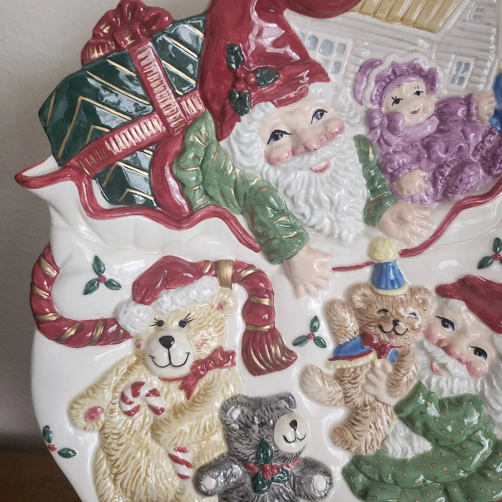 Fitz and Floyd Holiday Elf Handcrafted Canape Plate